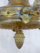 Load image into Gallery viewer, Antique French 6 Arms Church Religious Ormolu Bronze Chandelier Ceiling 19TH
