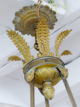 Load image into Gallery viewer, Antique French 6 Arms Church Religious Ormolu Bronze Chandelier Ceiling 19TH
