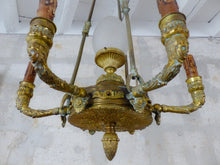 Load image into Gallery viewer, Antique French 6 Arms Church Religious Ormolu Bronze Chandelier Ceiling 19TH
