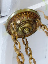 Load image into Gallery viewer, Antique French 6 Arms Ormolu Bronze Brass Tole Chandelier Ceiling Empire 1930 #2
