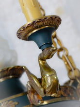 Load image into Gallery viewer, Antique French 6 Arms Ormolu Bronze Brass Tole Chandelier Ceiling Empire 1930 #2
