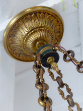 Load image into Gallery viewer, Antique French 6 Arms Ormolu Bronze Brass Tole Chandelier Ceiling Empire 1930 #1
