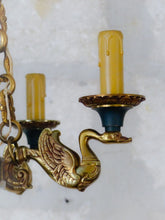 Load image into Gallery viewer, Antique French 6 Arms Ormolu Bronze Brass Tole Chandelier Ceiling Empire 1930 #2
