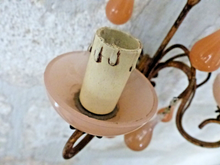 Load image into Gallery viewer, MURANO Antique Wall Light Peachy Pink Opaline Drops Cup Bead 1930 Chandelier
