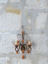 Load image into Gallery viewer, MURANO Antique Wall Light Peachy Pink Opaline Drops Cup Bead 1930 Chandelier
