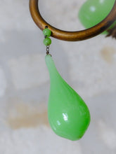 Load image into Gallery viewer, RARE Antique Chandelier Green Opaline Drops Cup Beads 1930 MURANO 5 lights
