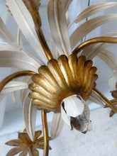 Load image into Gallery viewer, Vintage Gilded Enameled Flower Chandelier Ceiling Regency Mid Century HANS KOGL
