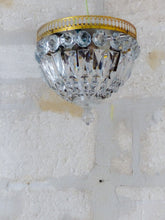 Load image into Gallery viewer, Gorgeous Vintage French Empire Ceiling D: 8&quot; Gilded Brass &amp; Prisms Crystal 50&#39;s
