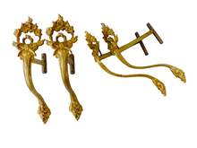 Load image into Gallery viewer, Antique Set 4x  French Ormolu Bronze Angle Support Curtain Pole Bracket 19TH
