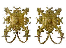 Load image into Gallery viewer, Antique FRENCH Pair Gilded Bronze Wall Light Sconce Candlestick 19TH Dolphins
