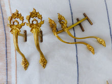 Load image into Gallery viewer, Antique Set 4x  French Ormolu Bronze Angle Support Curtain Pole Bracket 19TH
