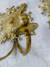 Load image into Gallery viewer, Antique FRENCH Pair Gilded Bronze Wall Light Sconce Candlestick 19TH Dolphins
