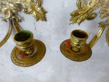 Load image into Gallery viewer, Antique FRENCH Pair Gilded Bronze Wall Light Sconce Candlestick 19TH Dolphins
