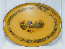 Load image into Gallery viewer, 30&quot; Antique 19th C. French Victorian Hand Painted Tole Metal Toleware Oval Tray
