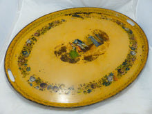 Load image into Gallery viewer, 30&quot; Antique 19th C. French Victorian Hand Painted Tole Metal Toleware Oval Tray
