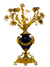 Load image into Gallery viewer, Gorgeous Antique French Candelabra Candlestick Blue Sevres gilded Bronze 19TH
