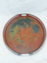 Load image into Gallery viewer, Antique 19th C. French Victorian Hand Painted Tole Metal Toleware Oval Tray Red
