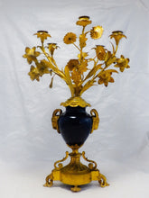 Load image into Gallery viewer, Gorgeous Antique French Candelabra Candlestick Blue Sevres gilded Bronze 19TH
