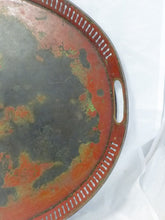 Load image into Gallery viewer, Antique 19th C. French Victorian Hand Painted Tole Metal Toleware Oval Tray Red
