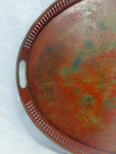 Load image into Gallery viewer, Antique 19th C. French Victorian Hand Painted Tole Metal Toleware Oval Tray Red
