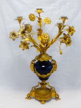 Load image into Gallery viewer, Gorgeous Antique French Candelabra Candlestick Blue Sevres gilded Bronze 19TH
