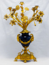 Load image into Gallery viewer, Gorgeous Antique French Candelabra Candlestick Blue Sevres gilded Bronze 19TH
