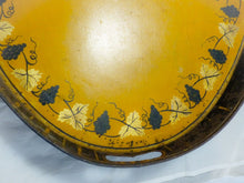 Load image into Gallery viewer, Antique 19th C. French Victorian Hand Painted Tole Metal Vine theme Oval Tray
