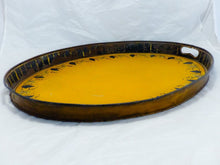 Load image into Gallery viewer, Antique 19th C. French Victorian Hand Painted Tole Metal Vine theme Oval Tray
