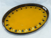 Load image into Gallery viewer, Antique 19th C. French Victorian Hand Painted Tole Metal Vine theme Oval Tray
