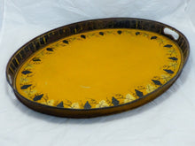 Load image into Gallery viewer, Antique 19th C. French Victorian Hand Painted Tole Metal Vine theme Oval Tray
