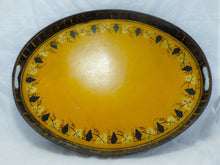 Load image into Gallery viewer, Antique 19th C. French Victorian Hand Painted Tole Metal Vine theme Oval Tray
