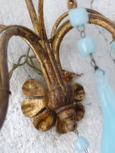 Load image into Gallery viewer, MURANO Antique PAIR Wall Light Aqua Blue Opaline Drops Cup 1930 Chandelier Bead3
