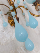 Load image into Gallery viewer, MURANO Antique PAIR Wall Light Aqua Blue Opaline Drops Cup 1930 Chandelier Bead3
