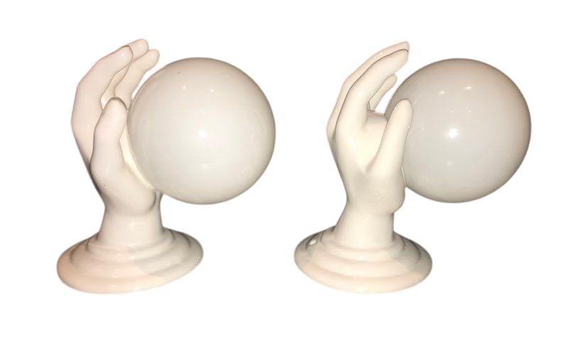 Gorgeous Vintage Italian Pair Wall Lights Ceramic Hand Lamp 1970 Opaline