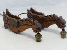 Load image into Gallery viewer, Pair Vintage French Carved Wood Gothic Chimera Wall Light Sconce Gargoye #6
