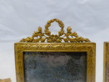 Load image into Gallery viewer, Antique Set 3x French Bronze Pediment Photo Miniature Portrait Frame Mirror 19TH
