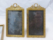 Load image into Gallery viewer, Antique Set 3x French Bronze Pediment Photo Miniature Portrait Frame Mirror 19TH
