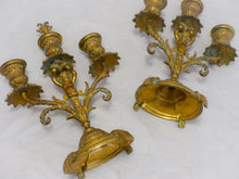 Load image into Gallery viewer, Gorgeous 19TH Antique Pair French Couple Cherub Candlestick gilded Bronze Patina
