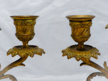 Load image into Gallery viewer, Gorgeous 19TH Antique Pair French Couple Cherub Candlestick gilded Bronze Patina
