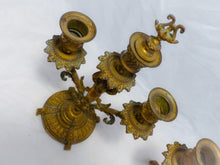 Load image into Gallery viewer, Gorgeous 19TH Antique Pair French Couple Cherub Candlestick gilded Bronze Patina
