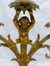 Load image into Gallery viewer, Gorgeous 19TH Antique Pair French Couple Cherub Candlestick gilded Bronze Patina
