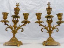 Load image into Gallery viewer, Gorgeous 19TH Antique Pair French Couple Cherub Candlestick gilded Bronze Patina
