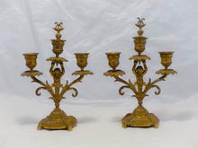 Load image into Gallery viewer, Gorgeous 19TH Antique Pair French Couple Cherub Candlestick gilded Bronze Patina
