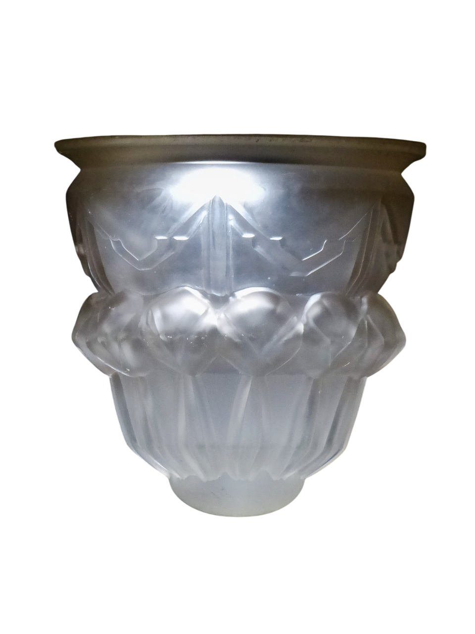 1930 Superbe Globe ancien verrerie D:20cm Art Deco Verre Pressé Applique Lustre