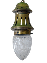 Load image into Gallery viewer, Gorgeous Small French Hall Lantern 1950 Chandelier Ceiling Gilded Cut Crystal
