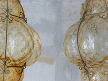 Load image into Gallery viewer, Rare Pair Venitian Lantern Ceiling Light 20TH Vintage Italian chandelier Murano
