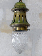 Load image into Gallery viewer, Gorgeous Small French Hall Lantern 1950 Chandelier Ceiling Gilded Cut Crystal
