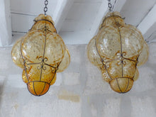 Load image into Gallery viewer, Rare Pair Venitian Lantern Ceiling Light 20TH Vintage Italian chandelier Murano
