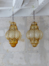 Load image into Gallery viewer, Rare Pair Venitian Lantern Ceiling Light 20TH Vintage Italian chandelier Murano
