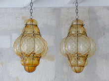 Load image into Gallery viewer, Rare Pair Venitian Lantern Ceiling Light 20TH Vintage Italian chandelier Murano
